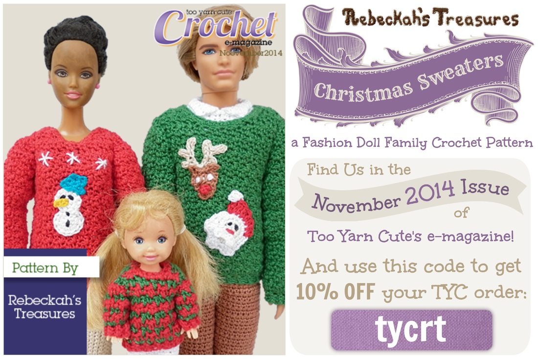 Fashion Doll Family Christmas Sweaters - TYC Magazine Pattern! http://www.rebeckahstreasures.com/blog/fashion-doll-family-christmas-sweaters