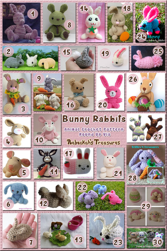Bunny Rabbits Part 2 – Seated & Crouched Toys & Softies | Animal Crochet Pattern Round Up via @beckastreasures